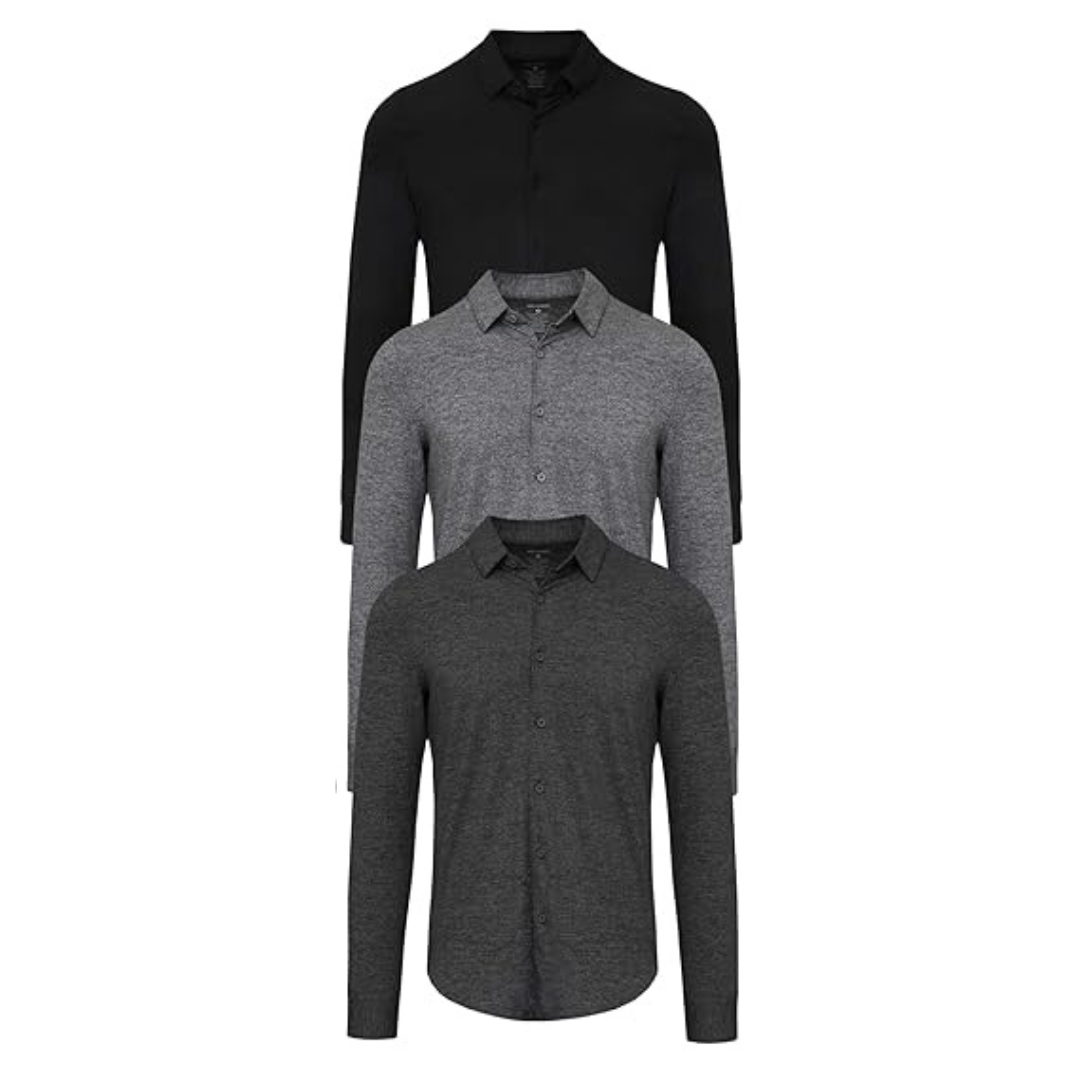 3-Pack True Classic Men's Long Sleeve Button Down Shirt