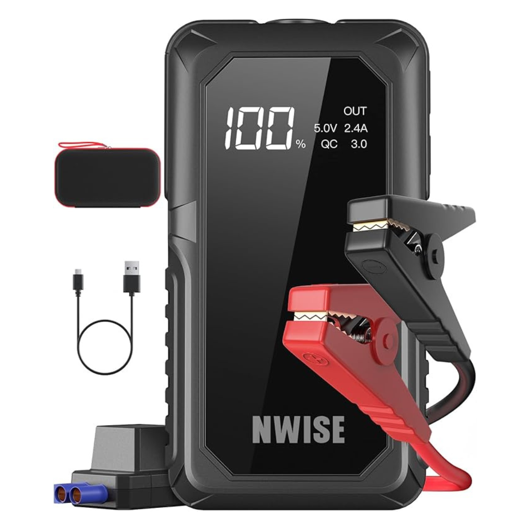 Portable 20000mAh Battery Car Jump Starter w/ Smart Safety Jumper Clamps