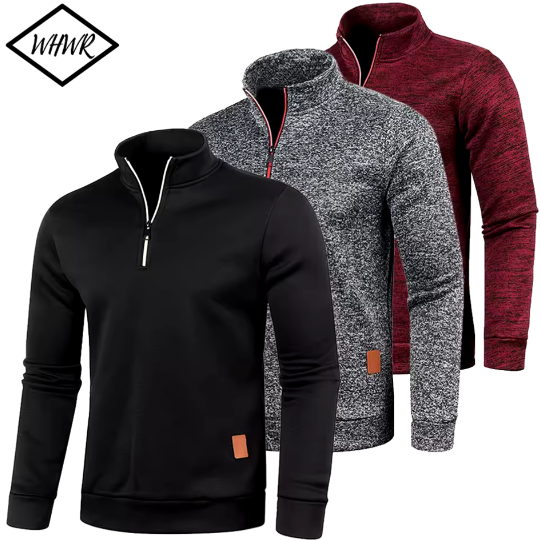 Men's Solid Color Half Zipper Pullover