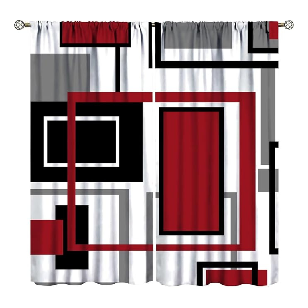 2 Panel Set Red Modern Curtains 42x63 In