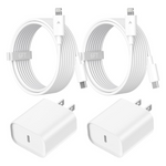 2-Pack Rapid iPhone Fast Charger Block With 6ft Cables
