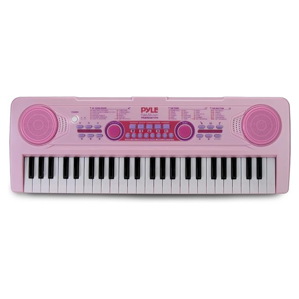 PYLE-PRO Electric Musical Keyboard For Kids-Portable 49 Key Electronic Piano & Karaoke Keyboard, W/ Microphone And Recording, Built-In Speaker (Pink)