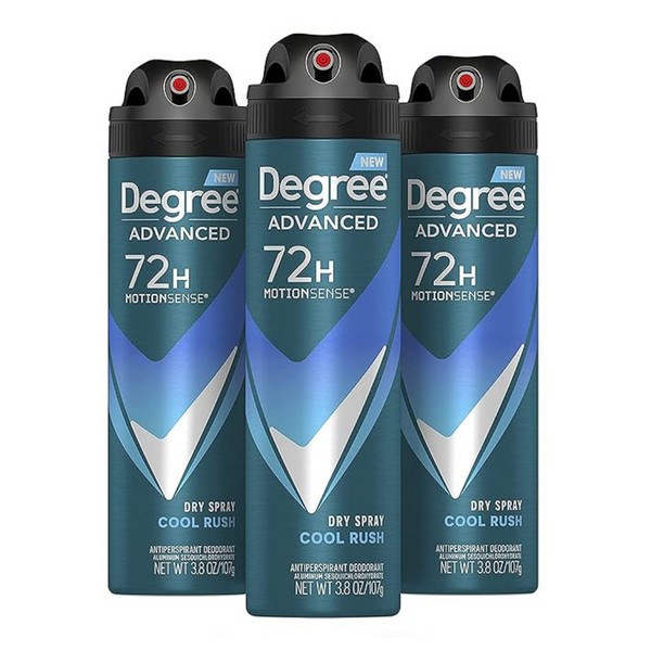 3.8 oz 3-Count Degree Cool Rush Men Antiperspirant Deodorant Dry Spray