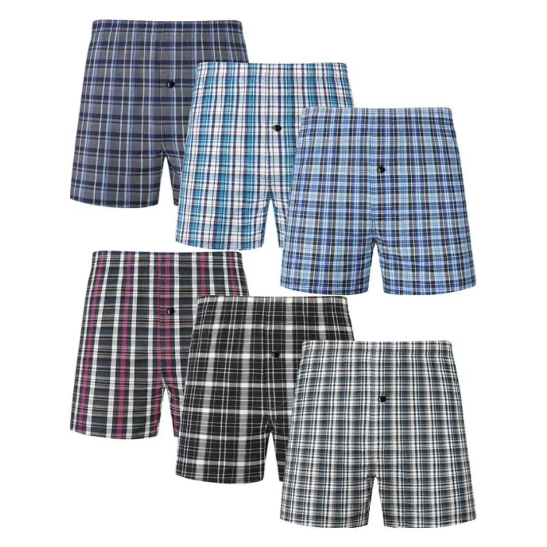 6-Pack Onimisc Men's Woven Boxer Shorts With Button Fly