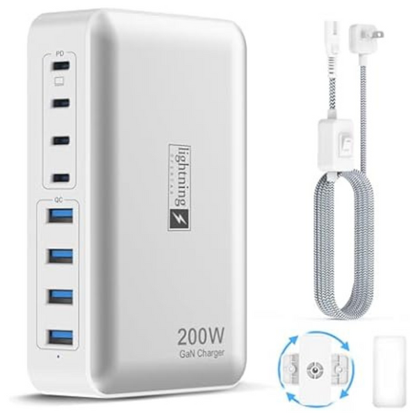 Lightning Ofertas 200W 8-Port 65W Type C GaN Charging Station