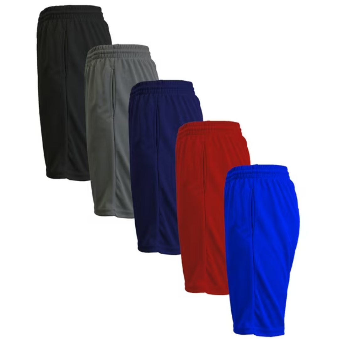 5-Pack Men's Lightweight Breathable Moisture Wicking Mesh Shorts