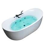 WoodBridge 72" x 35-3/8" Whirlpool Water Jetted And Air Bubble Freestanding Heated Soaking Combination Bathtub