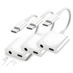 3-Pack 2 In 1 USB C To Aux Audio Jack W/PD 60W Dongle Cable Cord