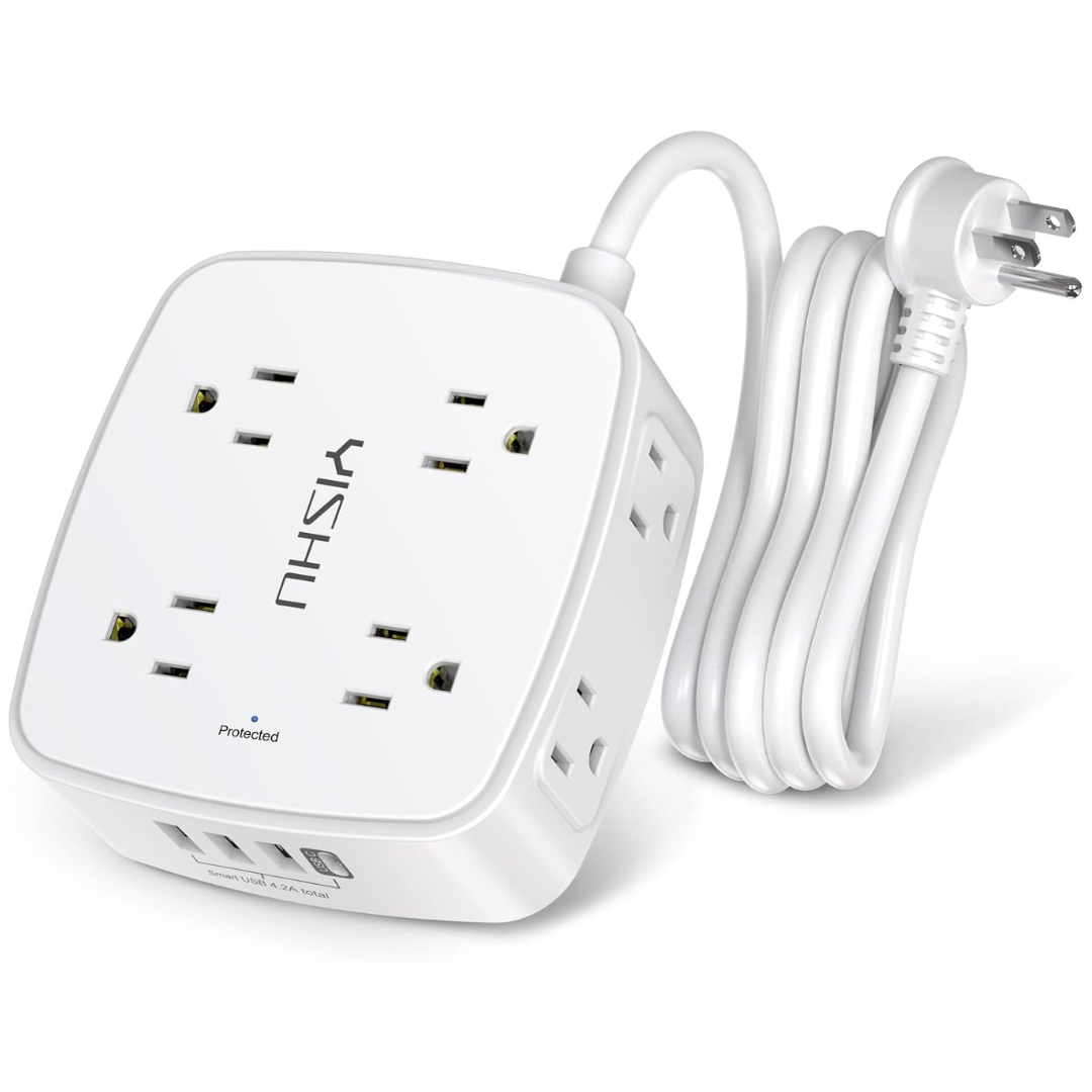 6ft Surge Protector Power Strip with 8-Outlets & 4-USB Ports