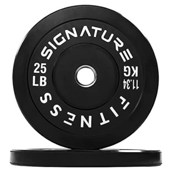 Signature Fitness 2" Olympic Bumper Plate Weight Plates with Steel Hub