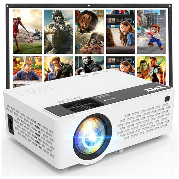 1080P Full HD 5500-Lumens Mini Projector With 100" Projector Screen
