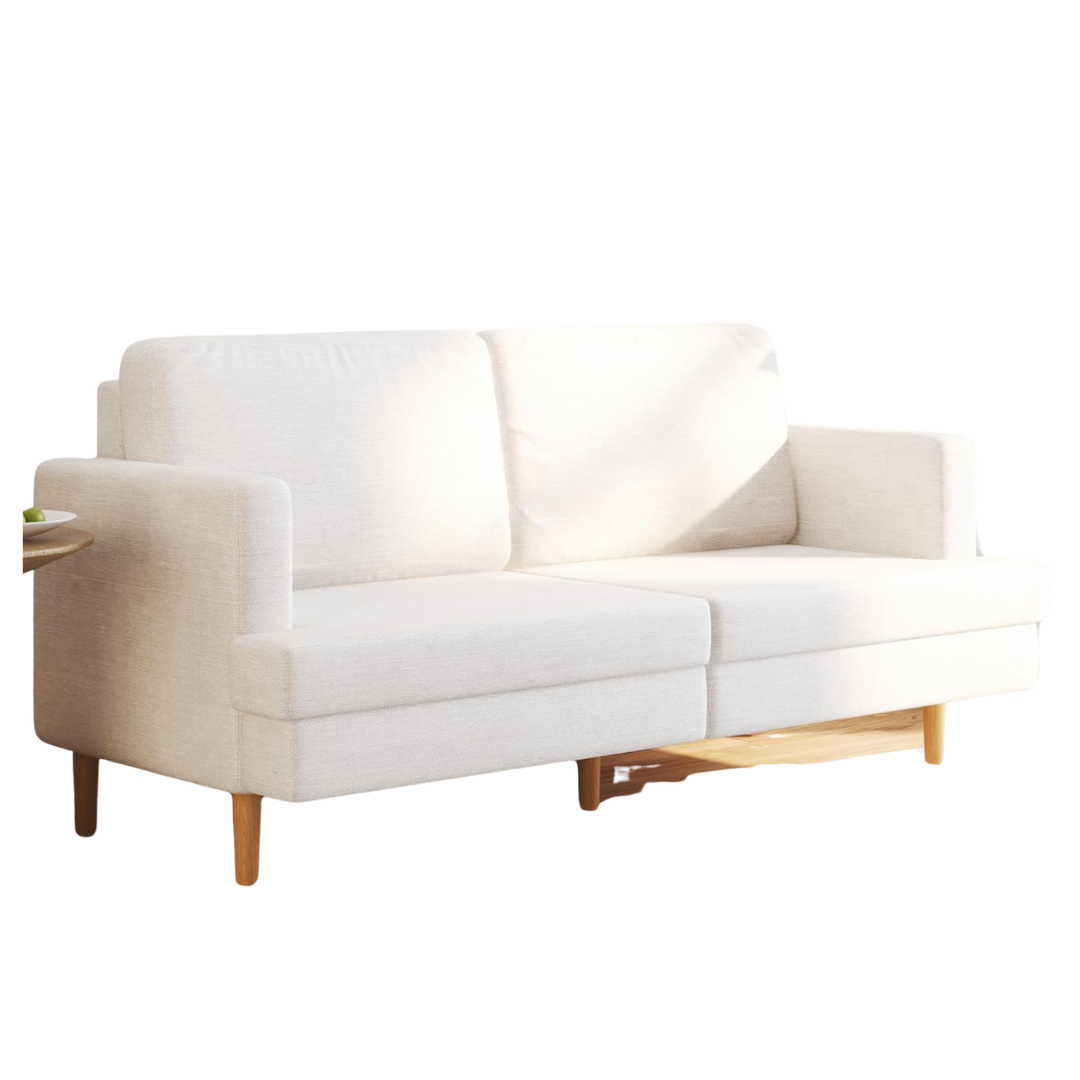 FLEXISPOT 70″ Loveseat Sofa Couch, Solid Wood, Removable Cover, Beige