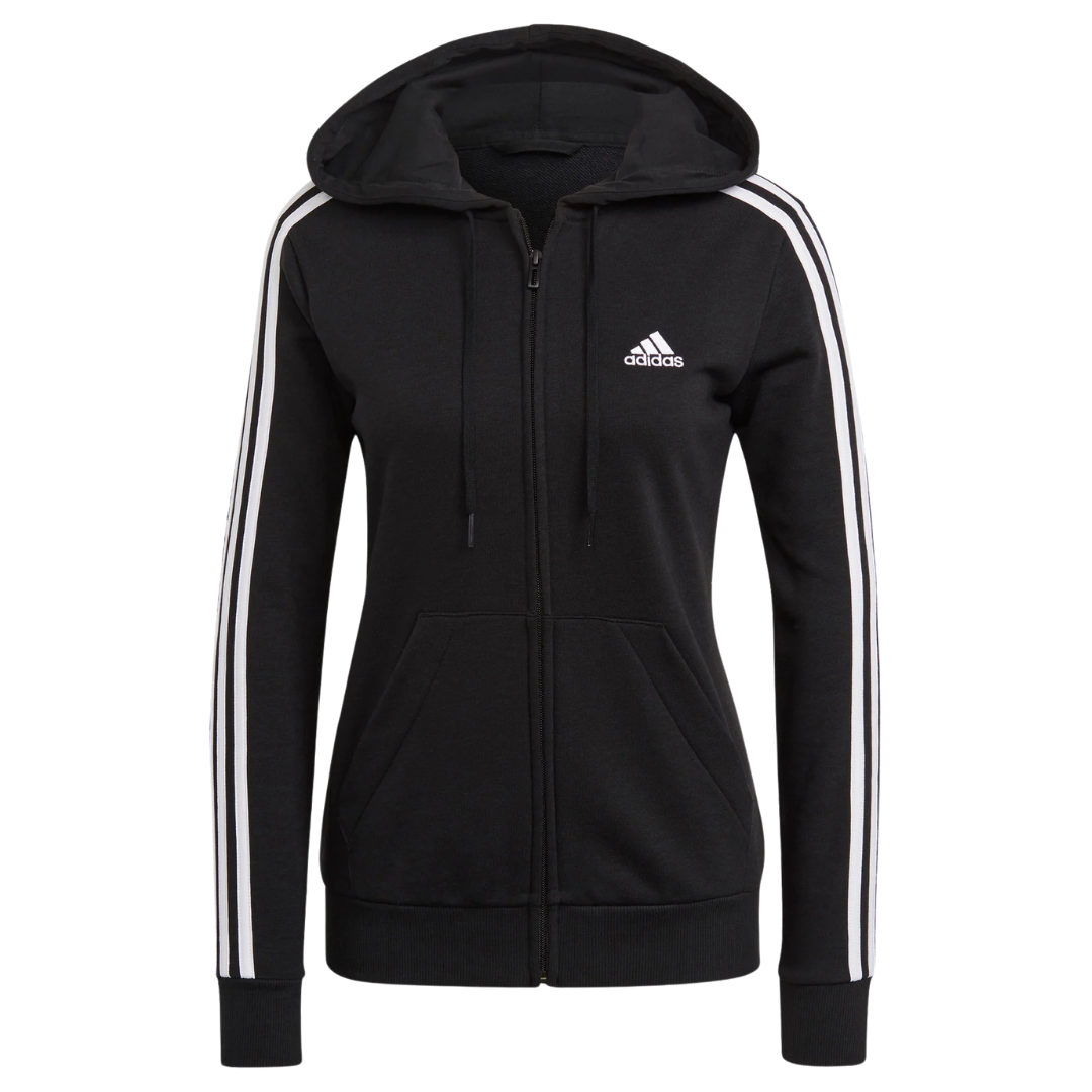 Adidas Women’s Essentials French Terry 3-Stripes Full-Zip Hoodie