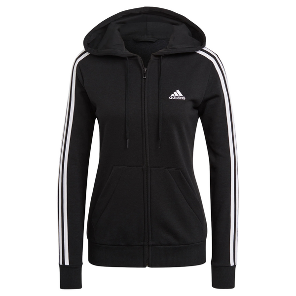 Adidas Women’s Essentials French Terry 3-Stripes Full-Zip Hoodie