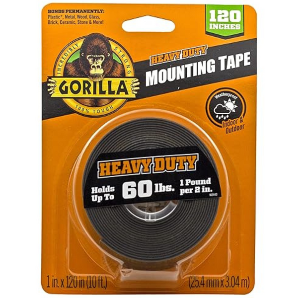Gorilla 1" x 120" Weatherproof Heavy Duty Double Sided Mounting Tape