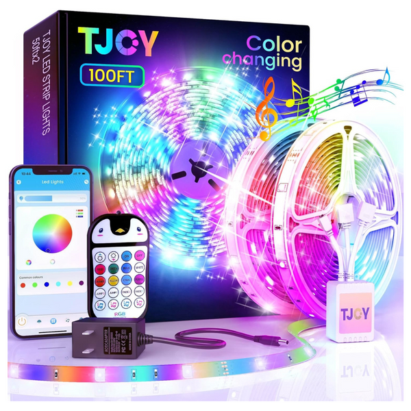 100ft Music Sync Bluetooth LED Strip Lights With Remote
