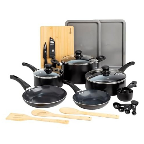 26-Piece Ecolution Easy Clean Ceramic Nonstick Cookware Set