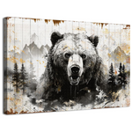 Rustic Bear Wall Art Black And White Mountain Cabin Wall Decor (12 x 16 Inch)