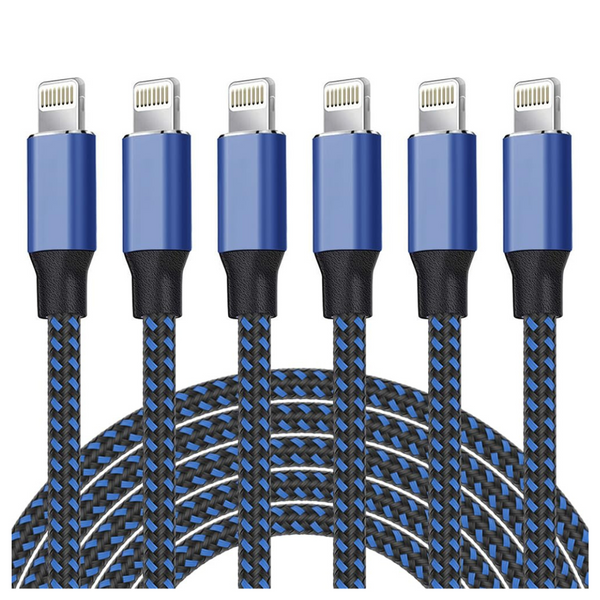 6-Pack Apple MFi Certified Nylon Braided Lightning Cable