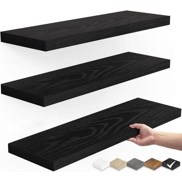 Set of 3 15" Wood Floating Shelves