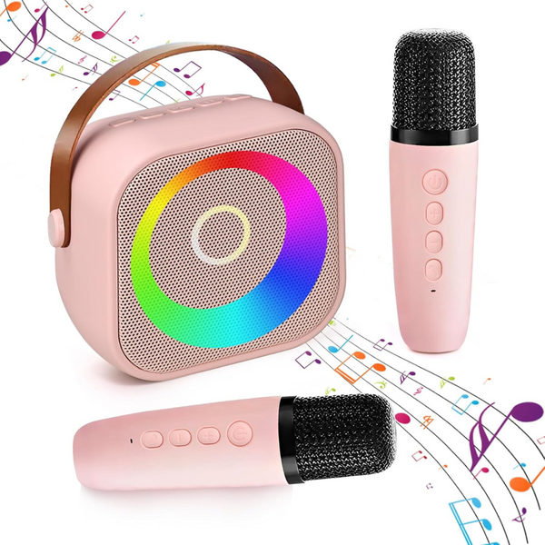 Mini Karaoke Machine with 2 Wireless Mics