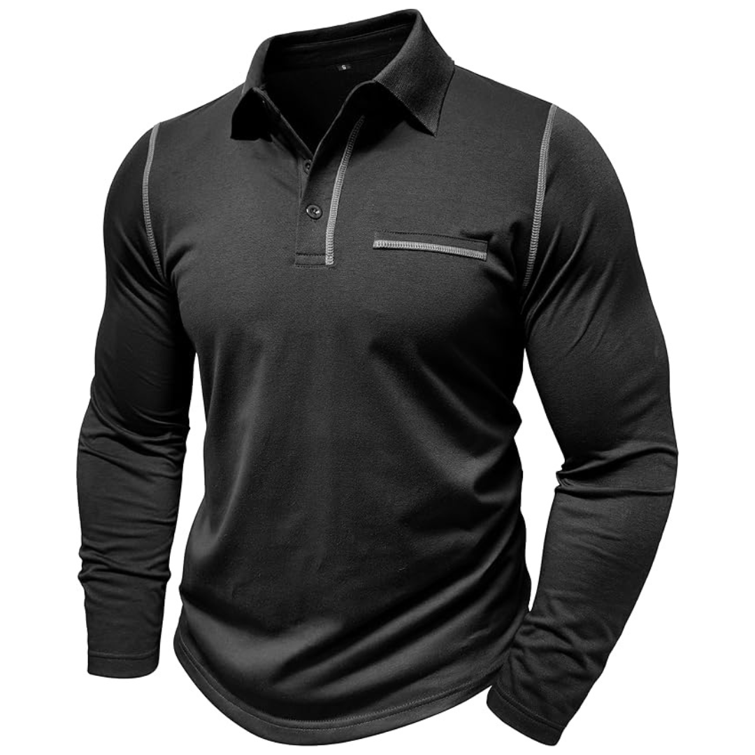 Men's Long Sleeve Cotton Polo Shirts