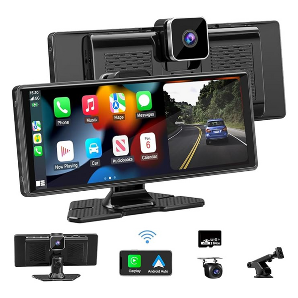 10.26" Apple CarPlay & Android Auto Car Stereo With 4k Dash Cam