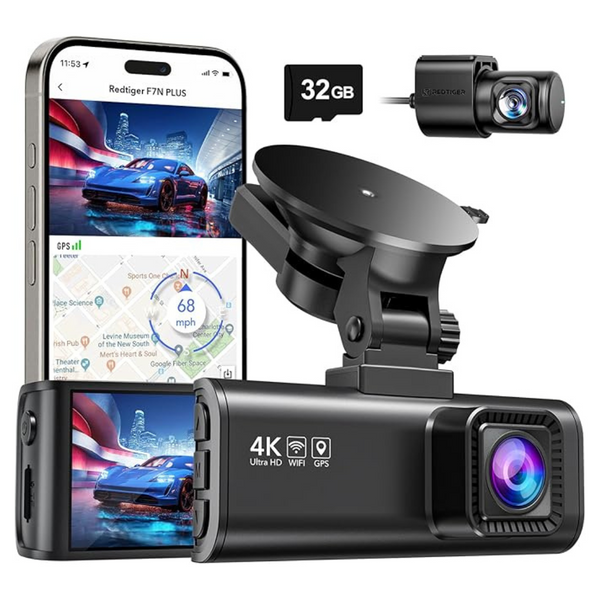 Redtiger 3.16" IPS Screen 4K Full HD Wi-Fi GPS Front & Rear Dash Camera