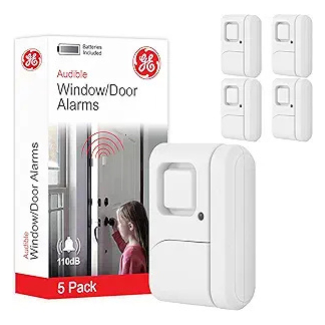 5-Pack GE Home Security Window And Door Alarm w/ Wireless Chime
