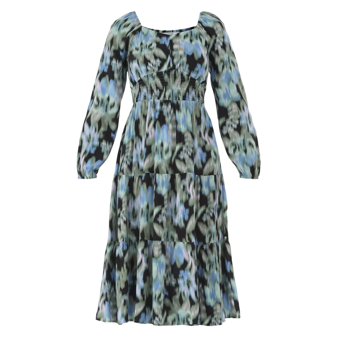Time And Tru Women's Sweetheart Midi Dress With Long Sleeves
