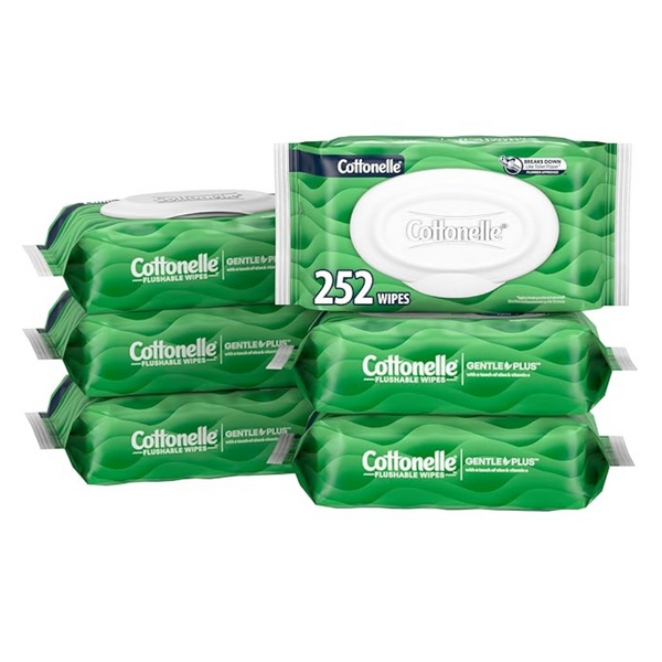 252-Count (6pk x 42ct) Cottonelle GentlePlus Flushable Wipes