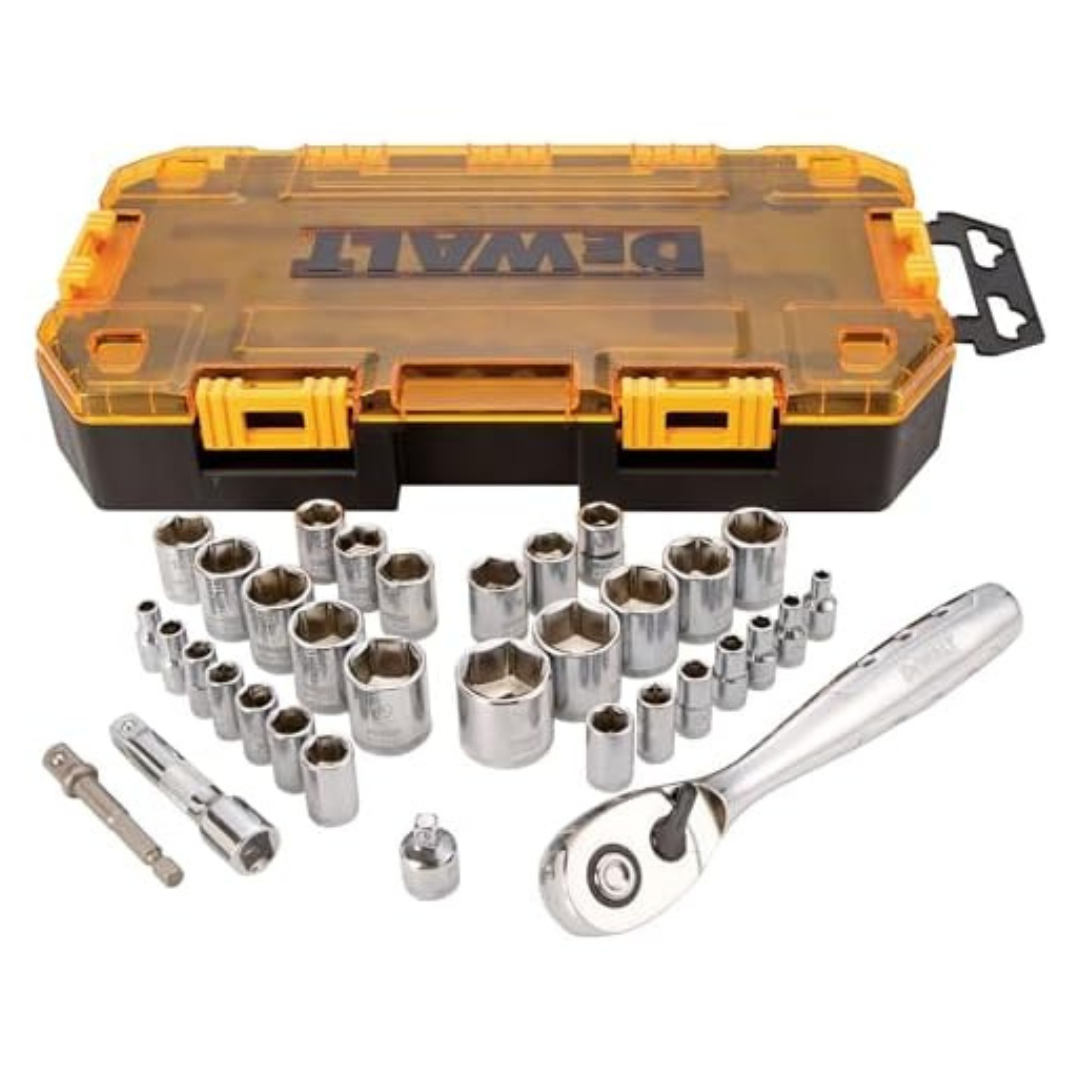34-Piece Dewalt 1/4" & 3/8" Drive SAE/Metric Socket Set (DWMT73804)