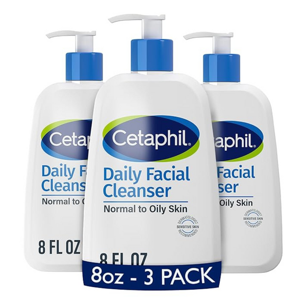 Cetaphil Face Wash, Daily Facial Cleanser For Sensitive, Combination To Oily Skin (8 Oz 3 Pack)