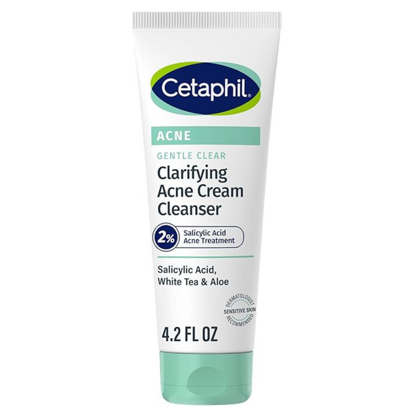 Cetaphil Gentle Clear Clarifying Acne Cream Cleanser With 2% Salicylic Acid, Deep Cleans & Treats Acne Prone Skin (4.2oz)