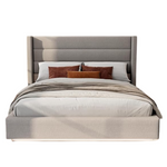 Christopher Knight Queen Size Upholstered Platform Bed With Wingback Headboard