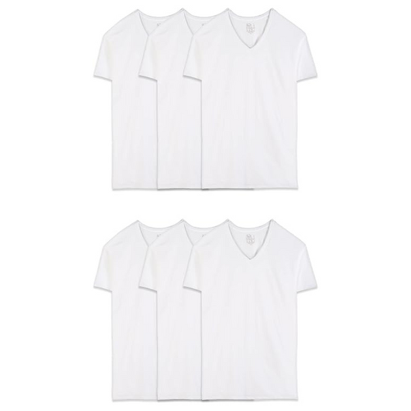 Fruit Of The Loom Men’s Eversoft Cotton Stay Tucked V-Neck T-Shirts (6 Pack)