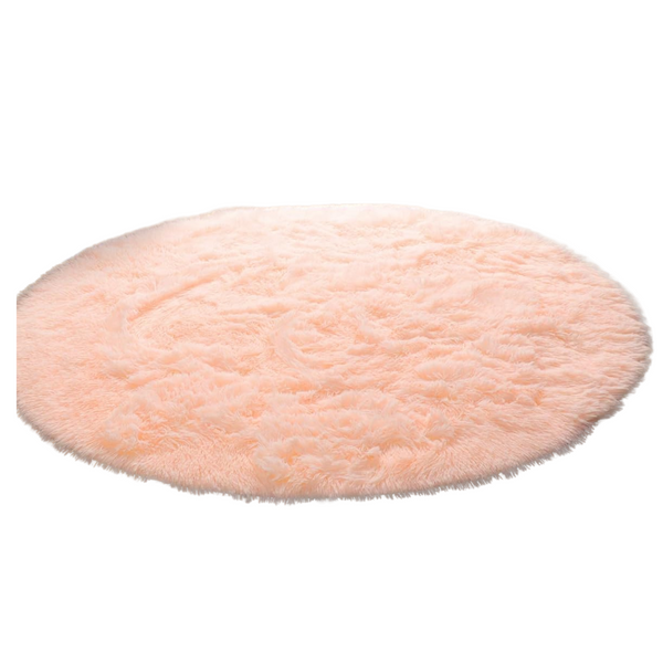 PAGISOFE 5 Ft Fluffy Shaggy Pink Round Rugs