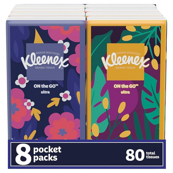 8-Pack 10-Count Kleenex Ultra On-The-Go Tissue Pocket Packs