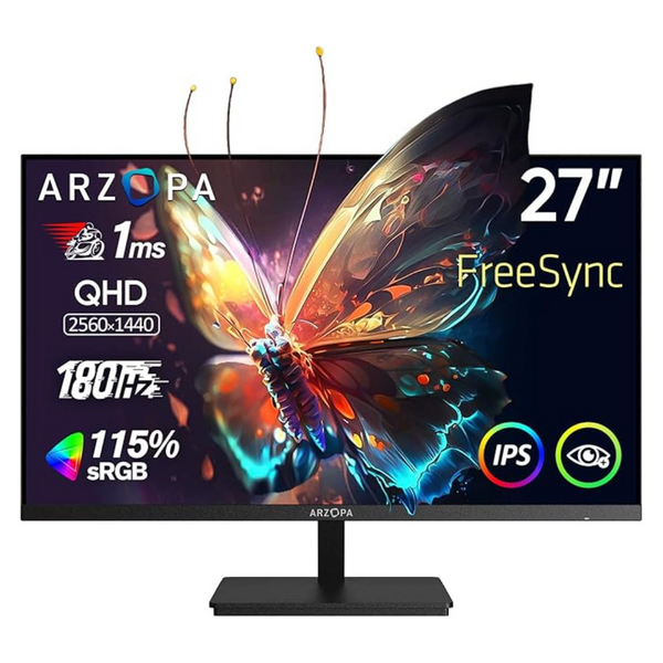 Arzopa 27" 2K QHD 180Hz 1ms HDR10 IPS Adaptive-Sync Gaming Monitor