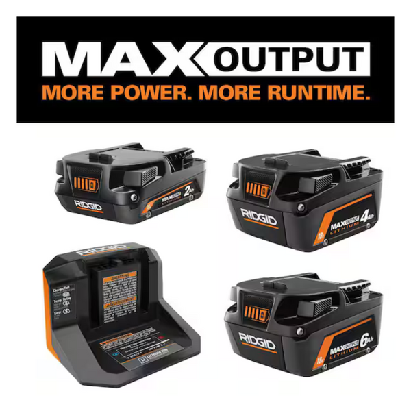 3-Count Ridgid 18V MAX Output Batteries (6Ah, 4Ah & 2Ah) W/ Charger
