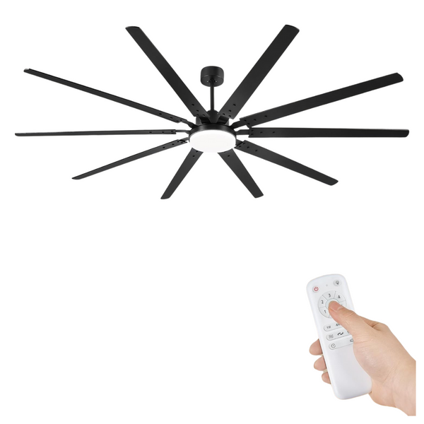 100" Industrial Large Ceiling Fans With Lights (Black)