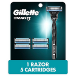 5-Count Gillette Mach3 Men's Razor Blade Refills + Handle