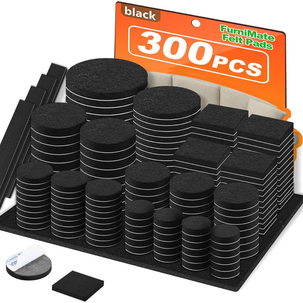 300-Piece Furnimate Felt Furniture Pads for Hardwood Floors