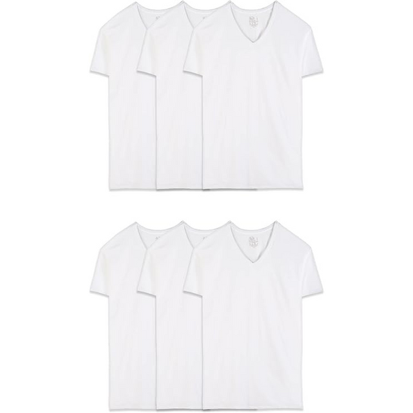 6-Pack Fruit of the Loom Men's Stay Tucked V-Neck T-Shirt