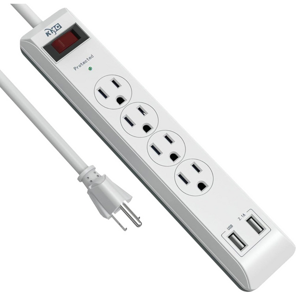 KMC 4-Outlet Surge Protector Power Strip with USB Ports