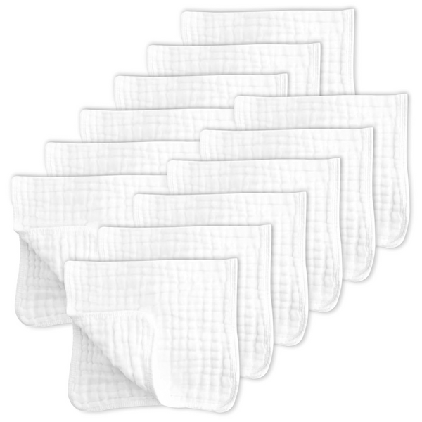 12-Pack Sweet Dolphin Large 100% Cotton Muslin Burp Cloths