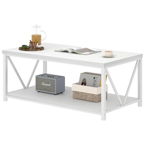 Rustic Coffee Table with Storage Shelf