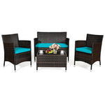 4-Piece Gymax Patio Rattan Conversation Furniture Set (5 colors)