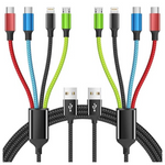 2-Pack 5-Ft 4-In-1 Nylon Braided Multi Charging Cable