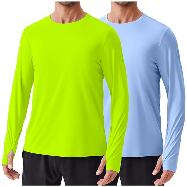 2-Pack Pinspark Men's Lightweight UPF 50+ Long Sleeve Rash Guard Shirt